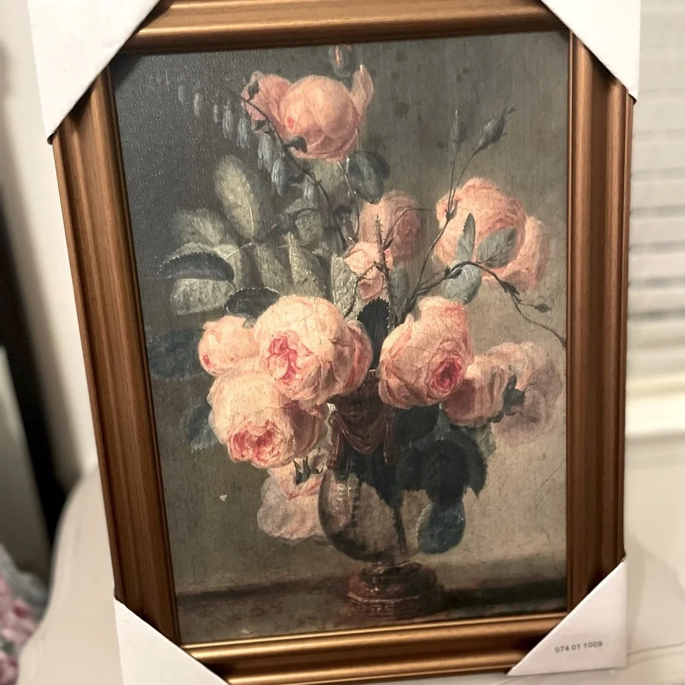 12”x 16” ANTQUE FLORAL NEW Framed CNVS Threshold for Target Wall Art